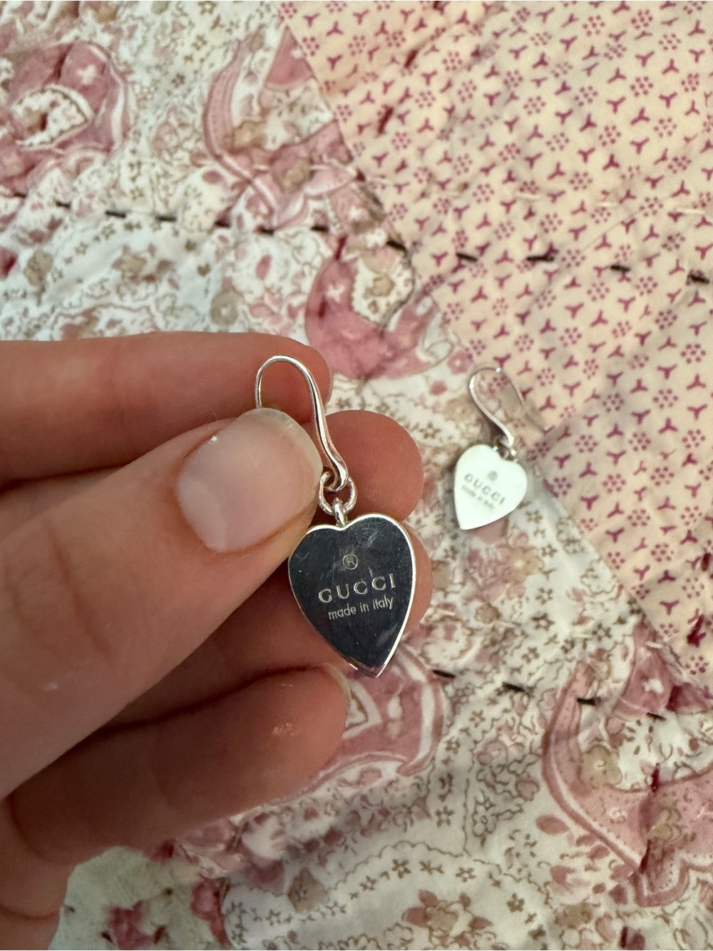 Gucci Silver Heart Drop Earrings - Silver - Picture 3 of 6